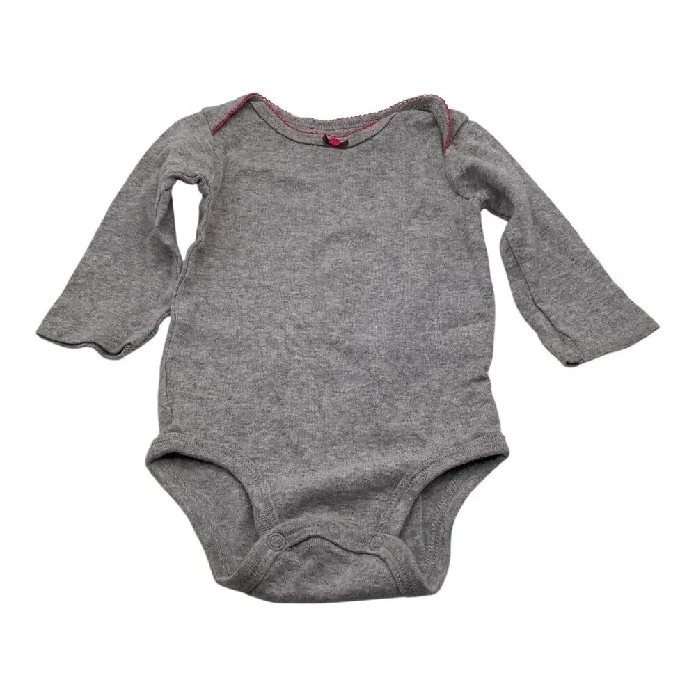 Lot of 3 Carter’s Baby‎ Girl Long Sleeve Bodysuits 6M Pink Purple Gray Cotton